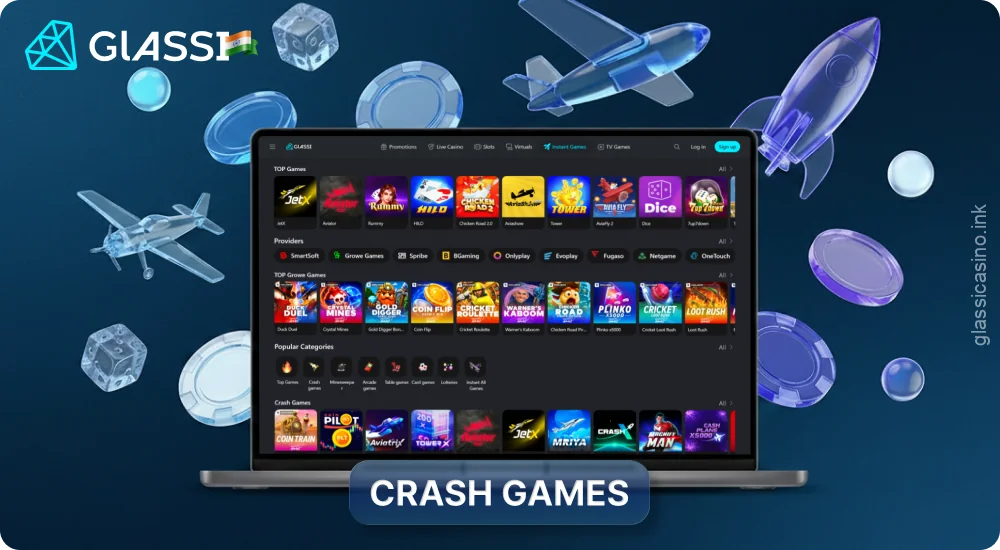 Glassi Casino offers a large selection of fast-paced crash games