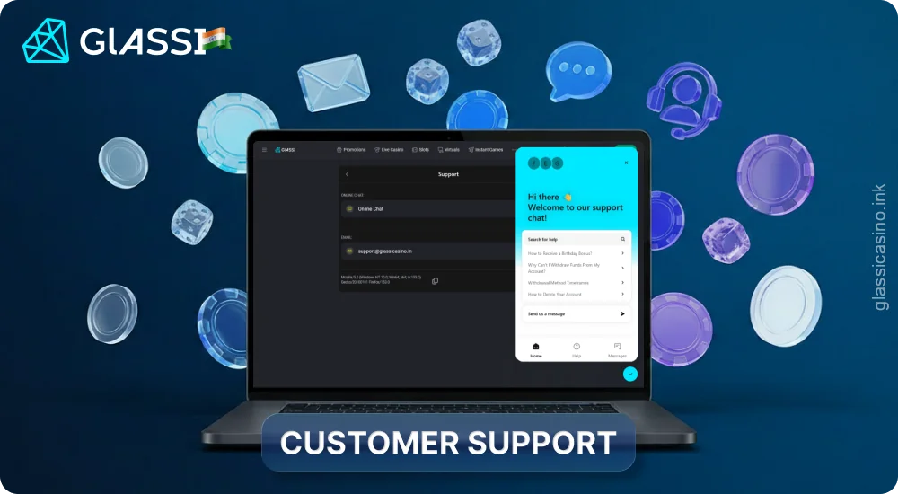 Glassi Casino provides Indian players with 24/7 support