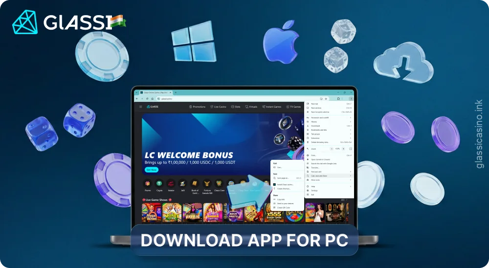 Download the Glasssi Casino app for PC from the official website