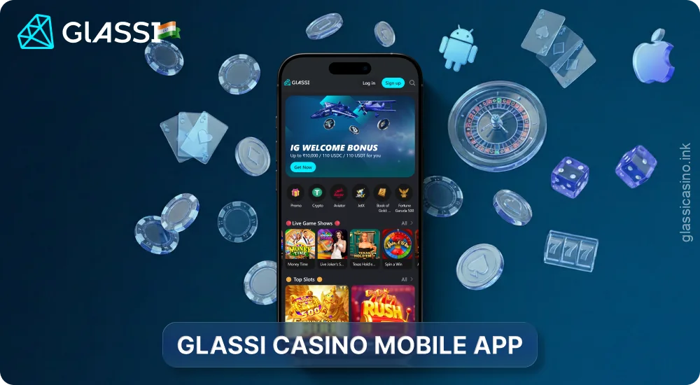 The Glassi Casino app lets users play from their smartphone or tablet