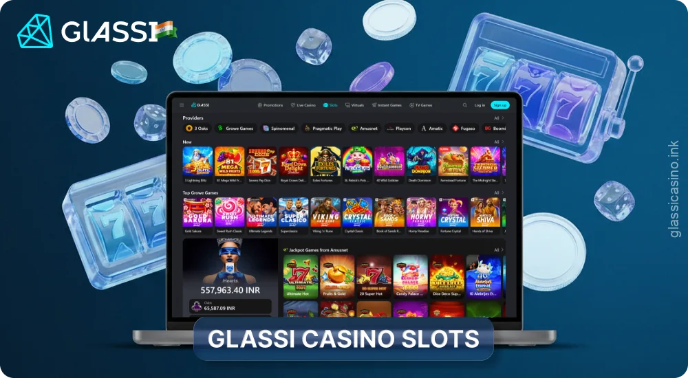 Glassi Casino features popular slots with a variety of themes, jackpots, and bonus features
