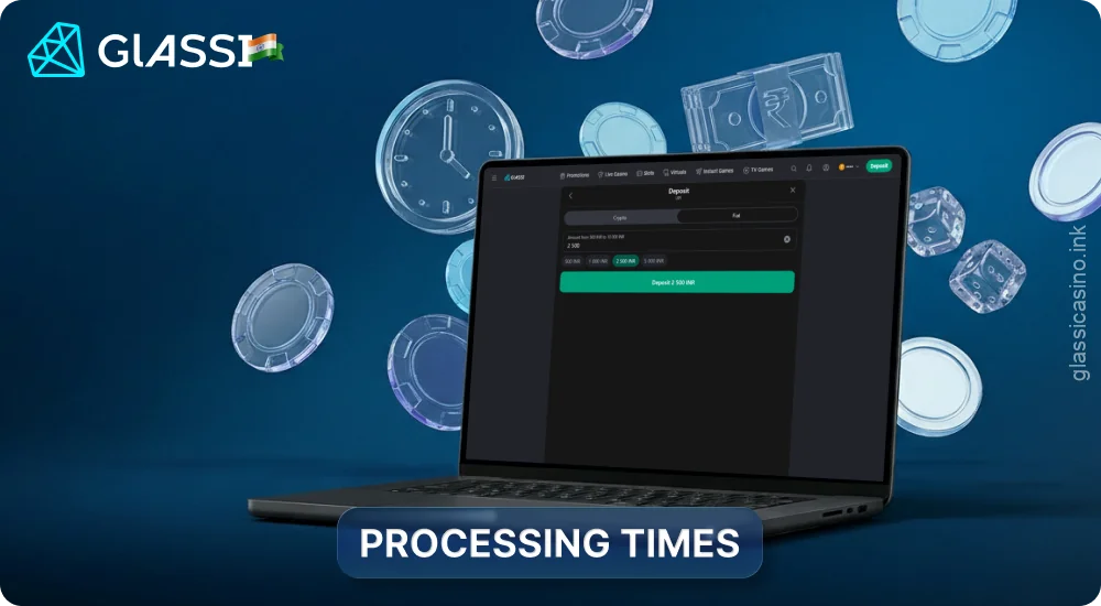 Account deposits at Glassi Casino are credited instantly