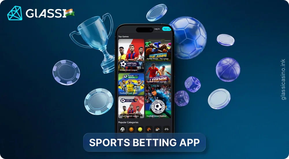 The Glassi Casino app does not support sports betting, offering virtual sports and casino games instead